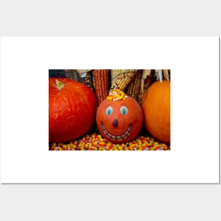 Halloween Smiling Pumpkin With Candy Posters and Art